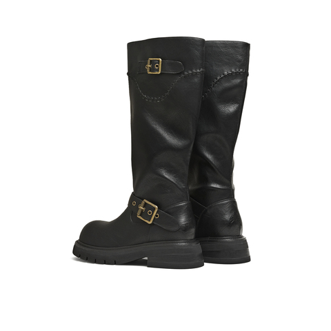 天美意2025冬新款商场同款高直筒显瘦百搭厚底女骑士靴BM351DG5