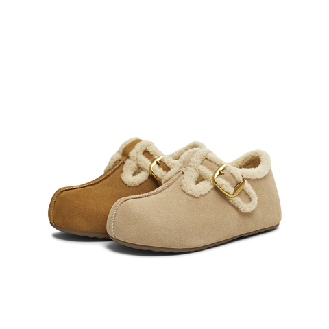 天美意2025冬新款商场同款舒适保暖毛绒单鞋女勃肯鞋BM321DA5