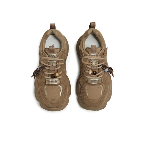 天美意2025冬新款运动休闲百搭厚底系带户外女老爹鞋KD129DM5