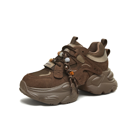 天美意2025冬新款运动休闲百搭厚底系带户外女老爹鞋KD129DM5