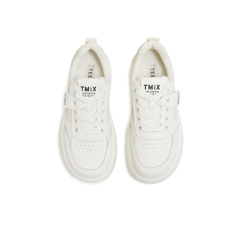 天美意2025秋新款商场同款休闲板鞋运动厚底女小白鞋BJ564CM5