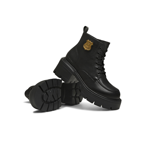 天美意2025冬新款商场同款粗跟复古英伦风短靴女马丁靴CMJ45DD5