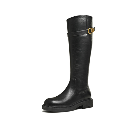 天美意2025冬新款商场同款高直筒显瘦百搭厚底女骑士靴CD580DG5