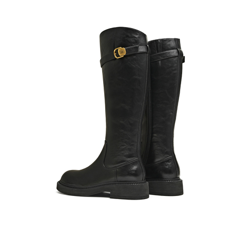 天美意2025冬新款商场同款高直筒显瘦百搭厚底女骑士靴CD580DG5