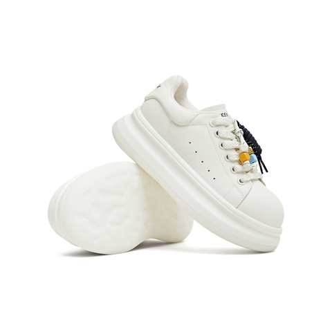 天美意2025秋新款休闲百搭厚底系带运动户外女小白鞋BM261CM5