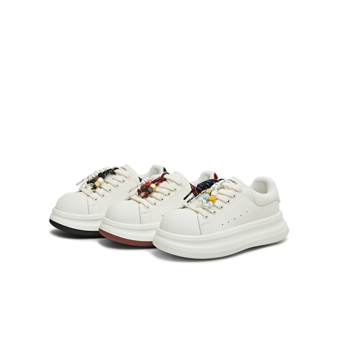 天美意2025秋新款休闲百搭厚底系带运动户外女小白鞋BM261CM5