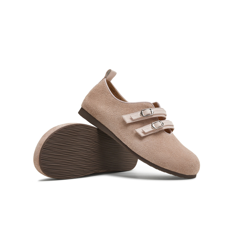 天美意2025秋新款纯色平底复古百搭潮流休闲女勃肯鞋KK058CA5