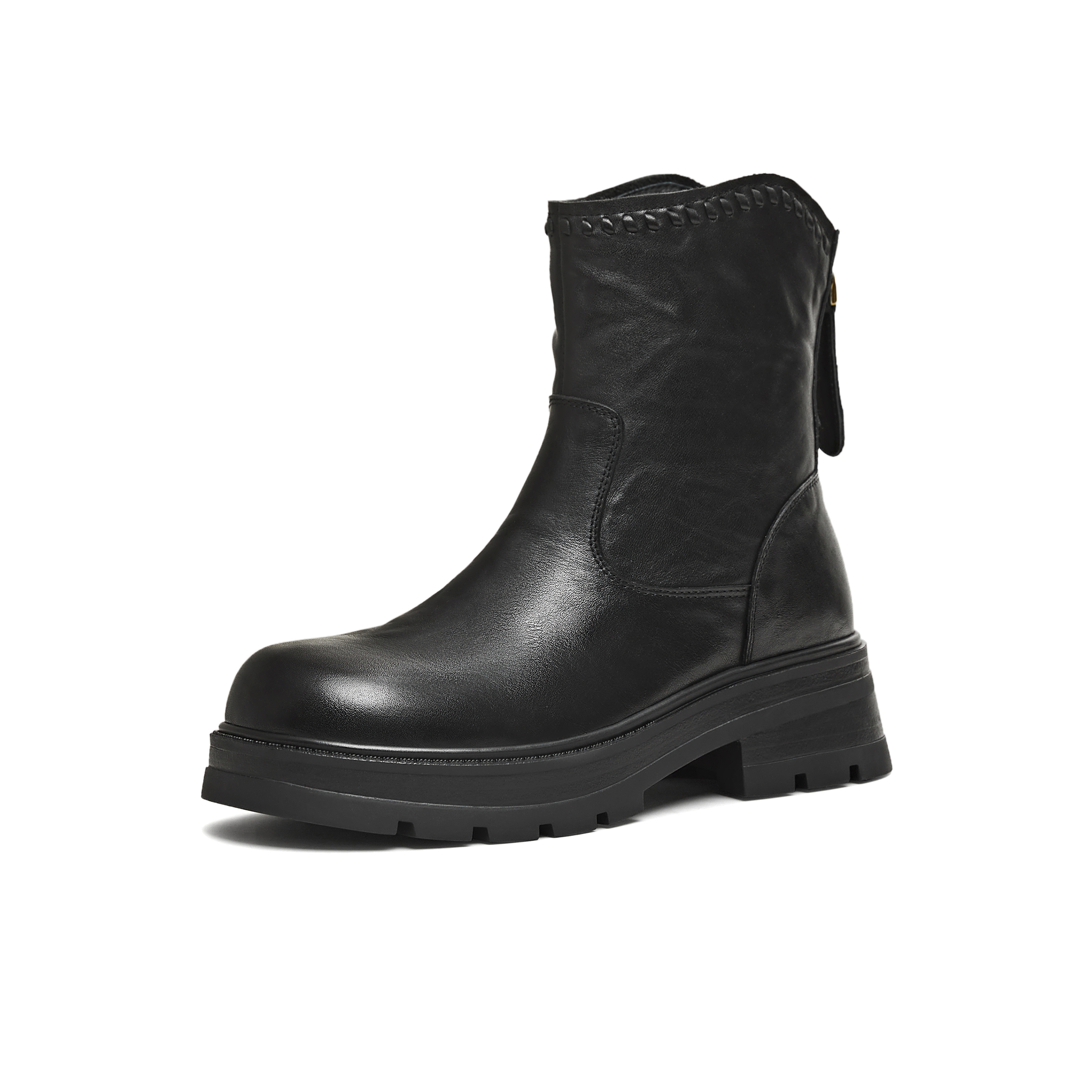 天美意2025冬新款商场同款粗跟英伦复古百搭时装靴女靴BM061DZ5