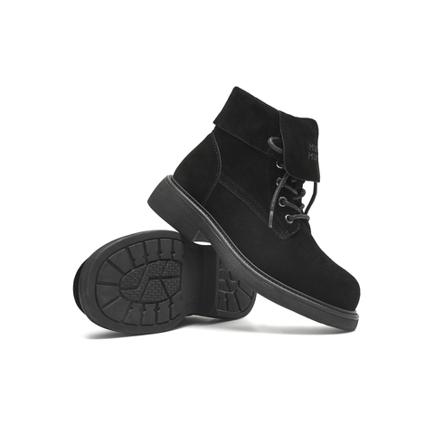 天美意2025冬新款商场同款厚底翻领英伦短靴女马丁靴BL741DZ5