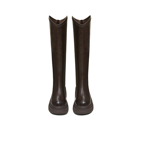 天美意2025冬新款商场同款高直筒显瘦百搭厚底女骑士靴BL641DG5