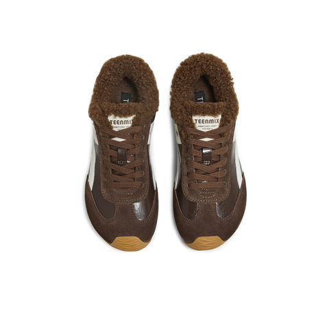 天美意2025冬新款休闲复古百搭内增高德训鞋女阿甘鞋KG096DM5