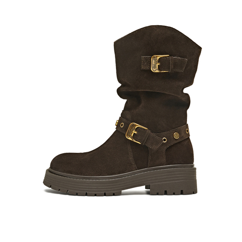 天美意2025冬新款商场同款玩具总动员联名百搭女西部靴CQ965DS5