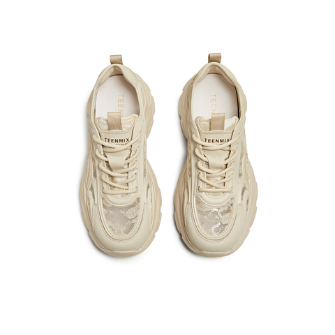 天美意2025夏新款休闲百搭舒适厚底增高透网女老爹鞋KD087BM5