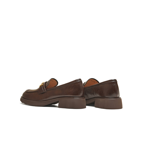 天美意2025秋新款厚底英伦复古休闲百搭乐福鞋女鞋KE082CA5