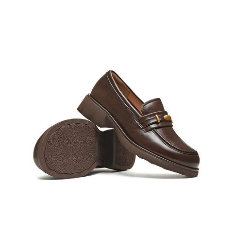 天美意2025秋新款厚底英伦复古休闲百搭乐福鞋女鞋KE082CA5