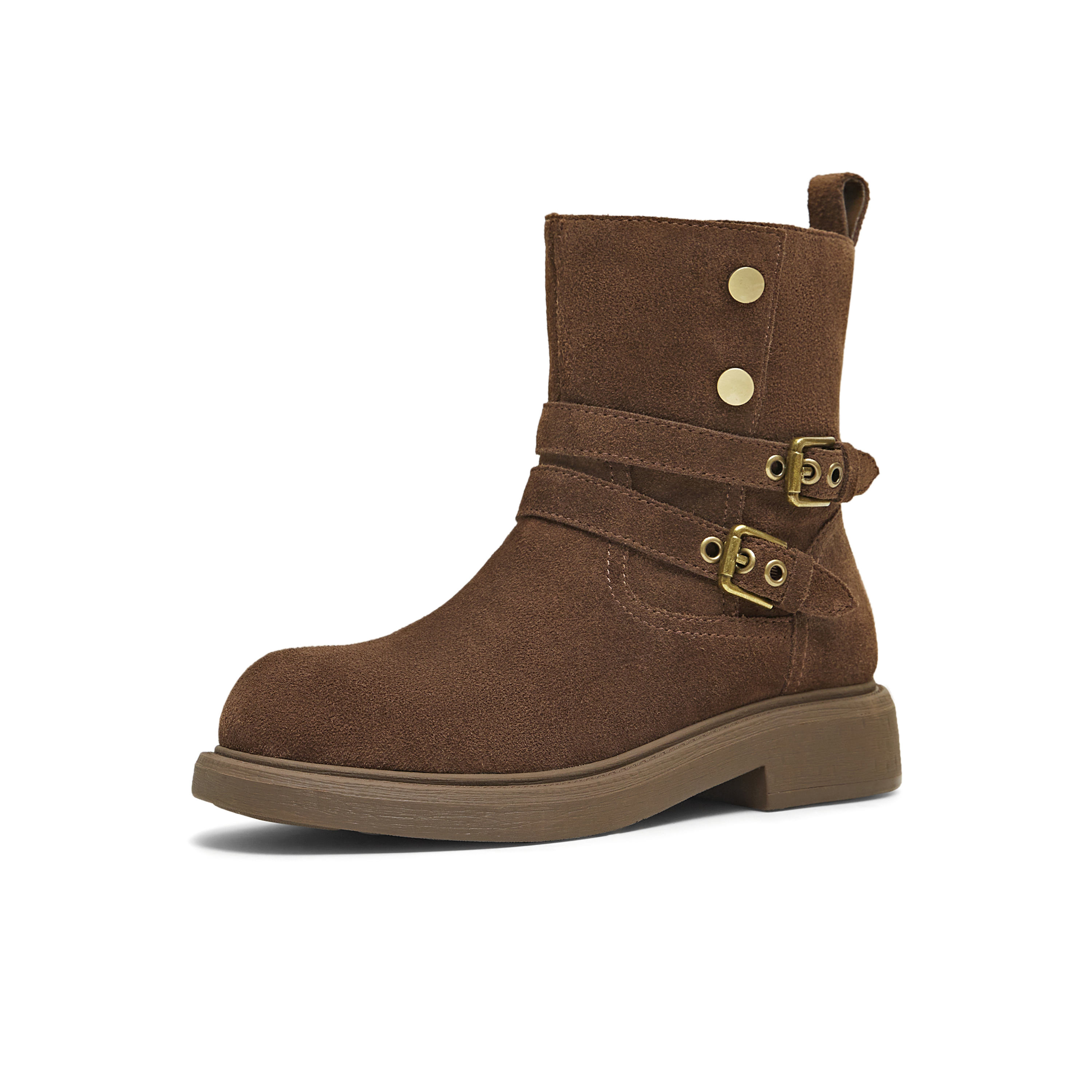 天美意2025冬新款商场同款厚底复古百搭短筒靴女西部靴BL771DZ5