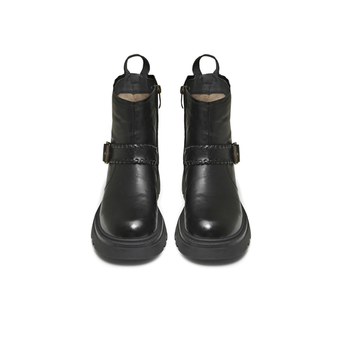 天美意2025冬新款商场同款简约时装靴休闲通勤女皮靴BK062DZ5