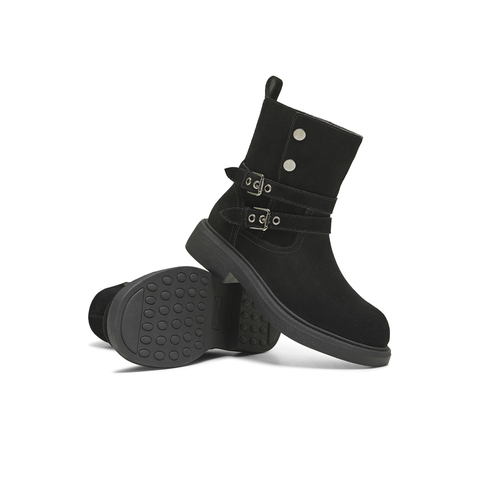 天美意2025冬新款商场同款厚底复古百搭短筒靴女西部靴BL771DZ5