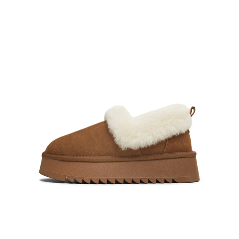 天美意2025冬新款毛绒短靴保暖厚底复古纯色女雪地靴KXD40DM5