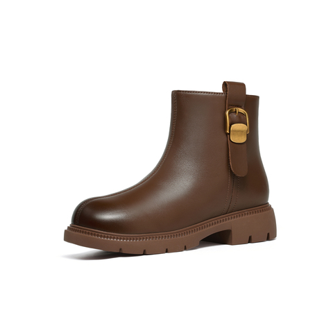 天美意2025冬新款商场同款百搭复古潮流纯色女时装靴BL671DD5