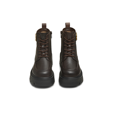 天美意2025冬新款商场同款粗跟复古英伦风短靴女马丁靴CMJ45DD5