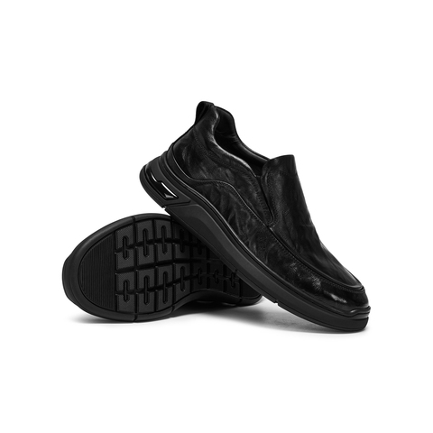 天美意2025冬新款商场同款纯色一脚蹬复古男休闲皮鞋WNA02DM5