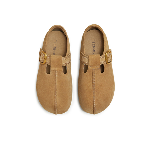 天美意2025秋新款平跟复古懒人一脚蹬勃肯鞋深口女单鞋KK084CA5