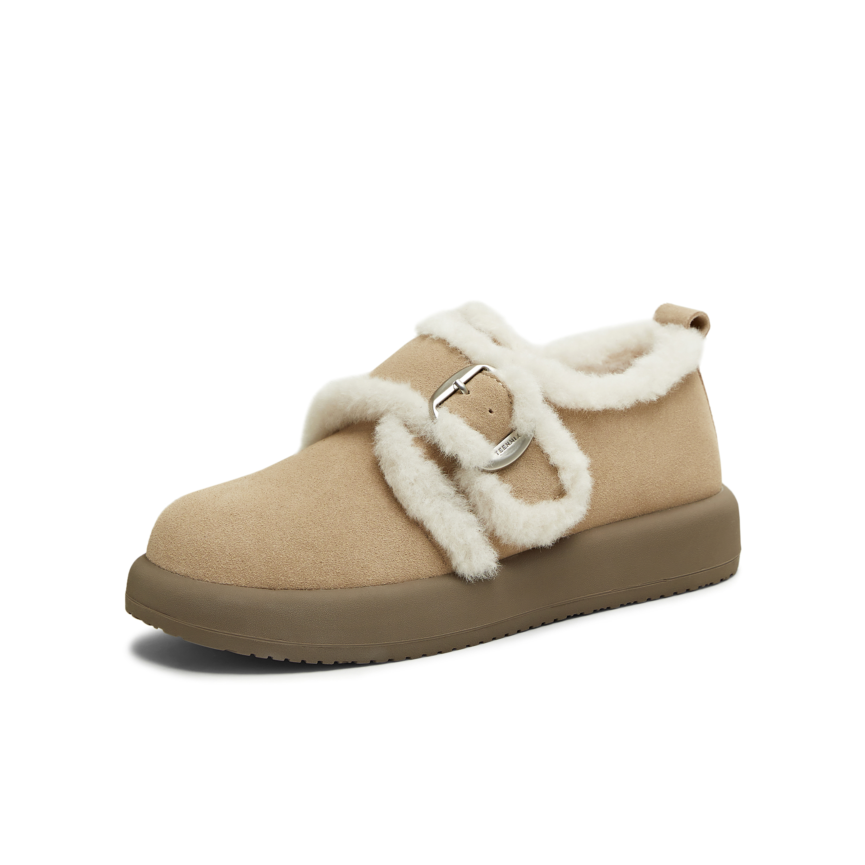 天美意2025冬新款毛绒保暖潮流复古纯色圆头女勃肯鞋KMZ27DM5