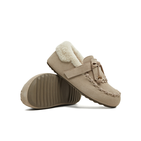 天美意2025冬新款商场同款厚底舒适保暖毛绒女乐福鞋BM161DA5