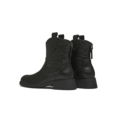 天美意2025冬新款厚底OL通勤简约短靴女时装靴CCH41DD5