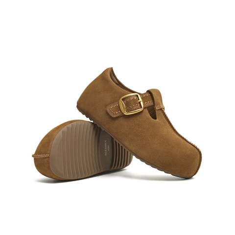 天美意2025秋新款平跟复古懒人一脚蹬勃肯鞋深口女单鞋KK084CA5