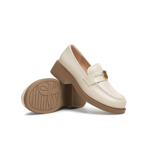 天美意2025秋新款商场同款复古乐福鞋英伦女皮单鞋CNG30CA5