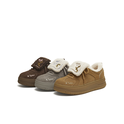 天美意2025冬新款商场同款毛绒保暖阿甘德训鞋女休闲鞋BM371DM5