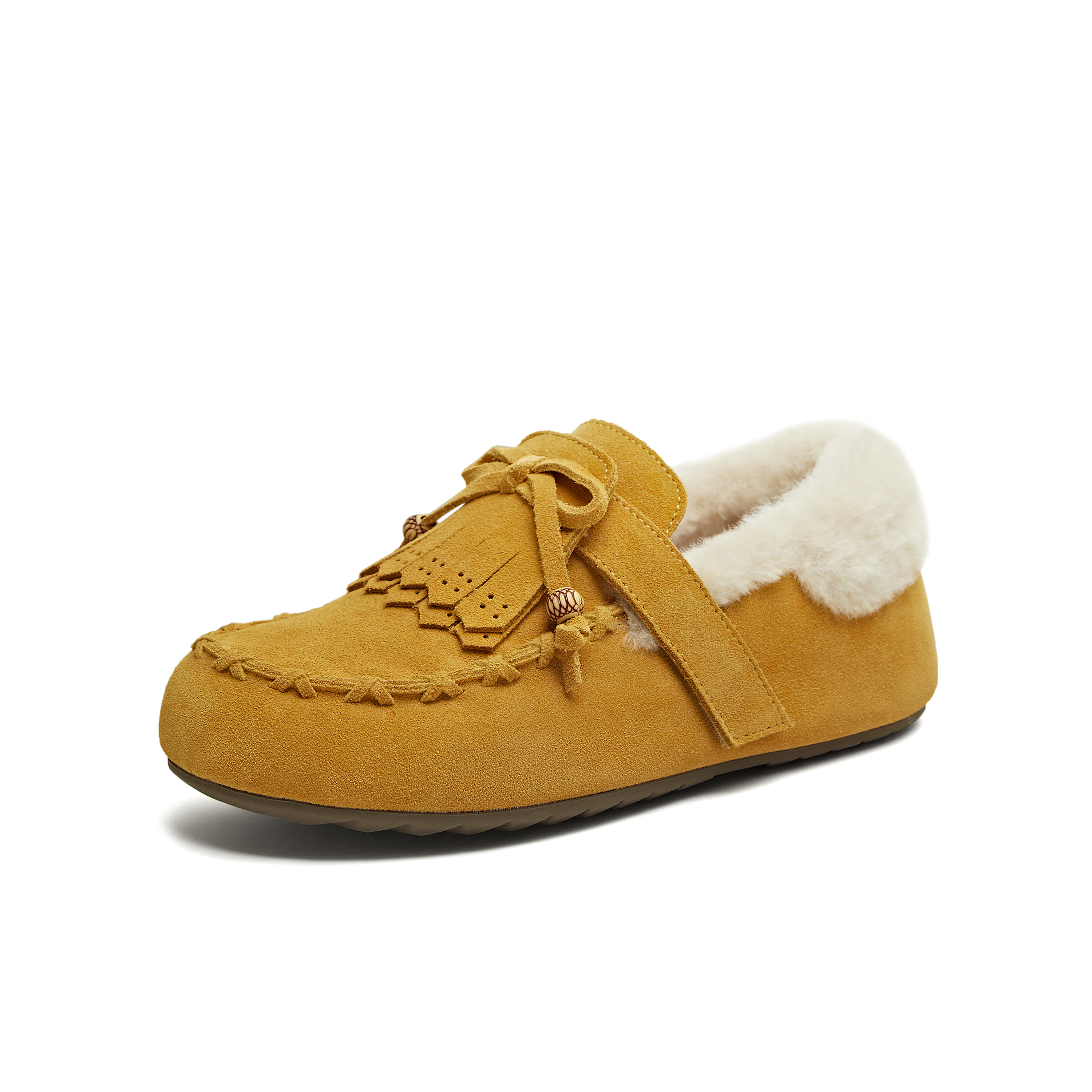 天美意2025冬新款商场同款厚底舒适保暖毛绒女乐福鞋BM161DA5