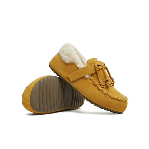 天美意2025冬新款商场同款厚底舒适保暖毛绒女乐福鞋BM161DA5