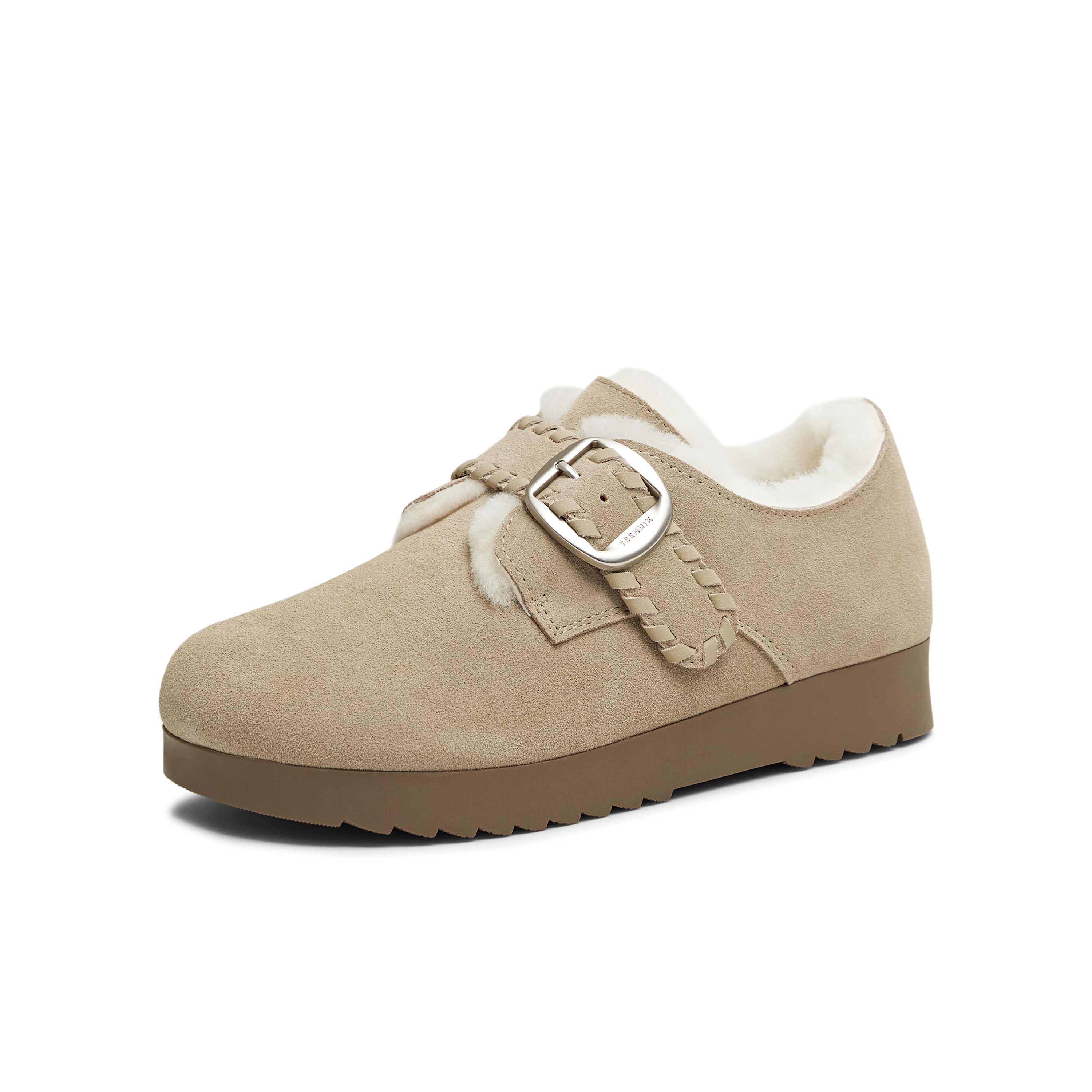 天美意2025冬新款舒适保暖毛绒单鞋一脚蹬百搭女勃肯鞋BJ553DM5