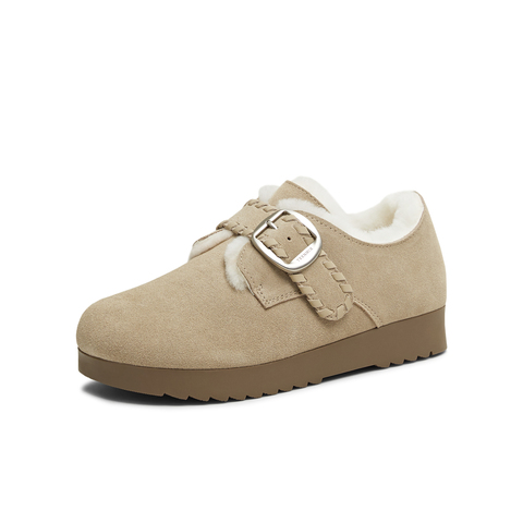 天美意2025冬新款舒适保暖毛绒单鞋一脚蹬百搭女勃肯鞋BJ553DM5