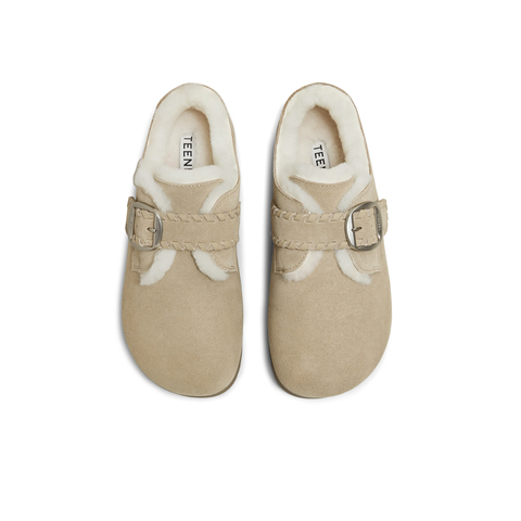 天美意2025冬新款舒适保暖毛绒单鞋一脚蹬百搭女勃肯鞋BJ553DM5