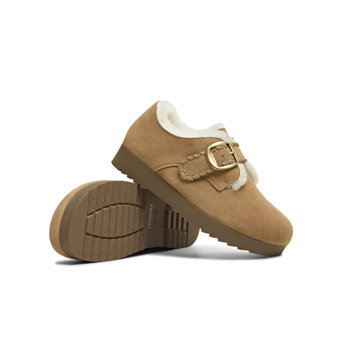 天美意2025冬新款舒适保暖毛绒单鞋一脚蹬百搭女勃肯鞋BJ553DM5