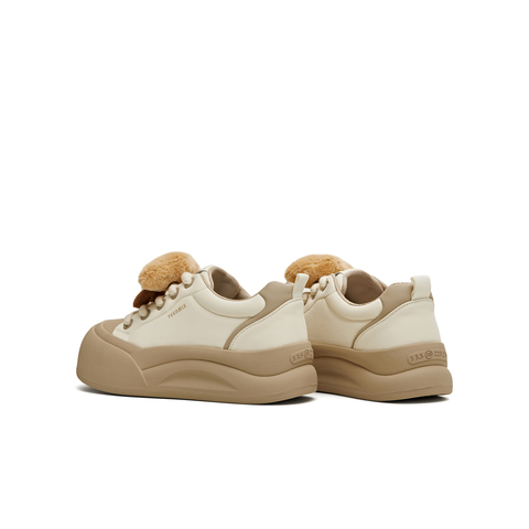 天美意2025冬新款商场同款可爱简约毛绒板鞋女休闲鞋BK472DM5