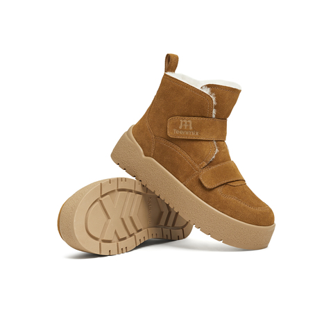 天美意2025冬新款商场同款魔术贴毛绒舒适短靴女雪地靴CCR42DD5