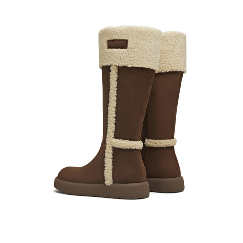 天美意2025冬新款厚底百搭保暖毛绒长靴女雪地靴KXD51DG5