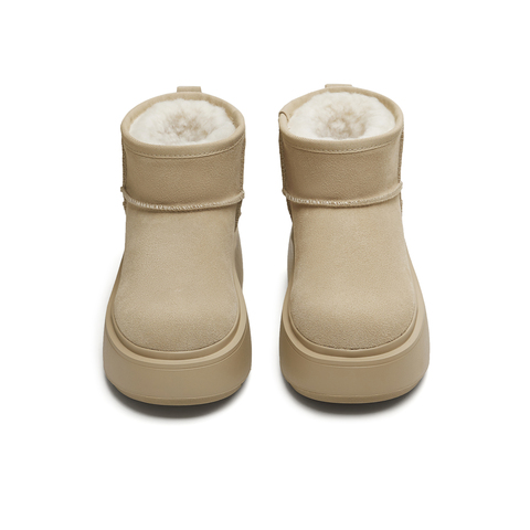 天美意2025冬新款短靴保暖厚底复古纯色增高女雪地靴KXD41DD5