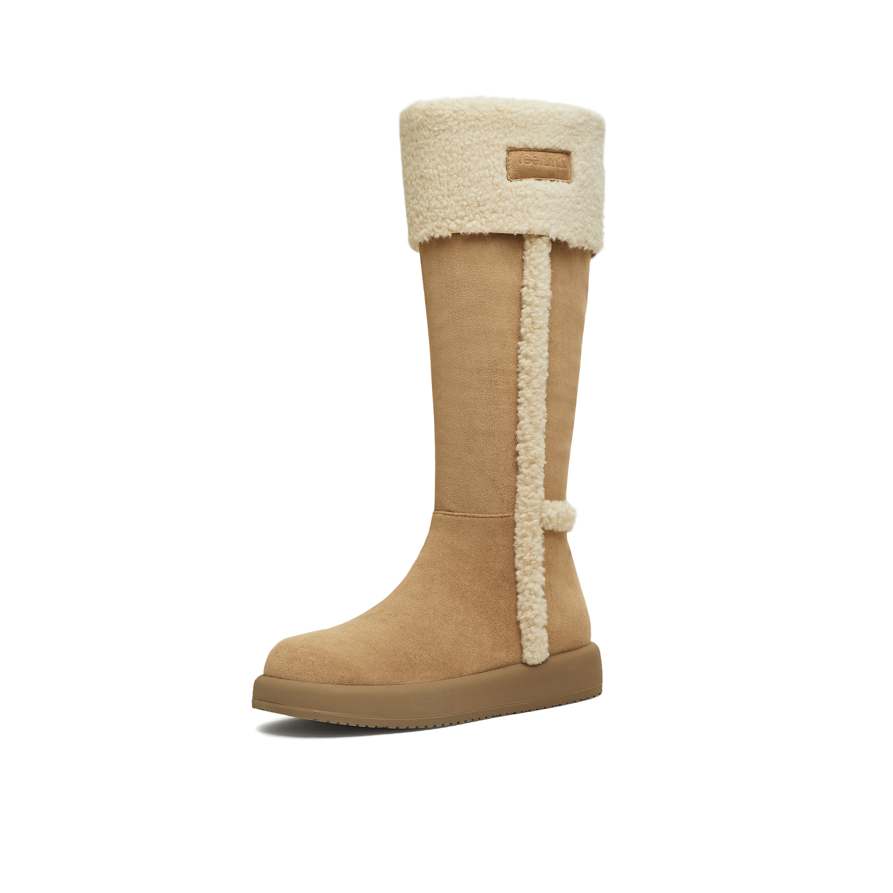 天美意2025冬新款厚底百搭保暖毛绒长靴女雪地靴KXD51DG5