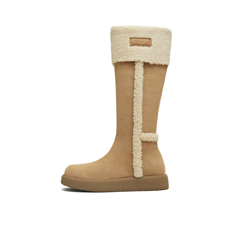 天美意2025冬新款厚底百搭保暖毛绒长靴女雪地靴KXD51DG5