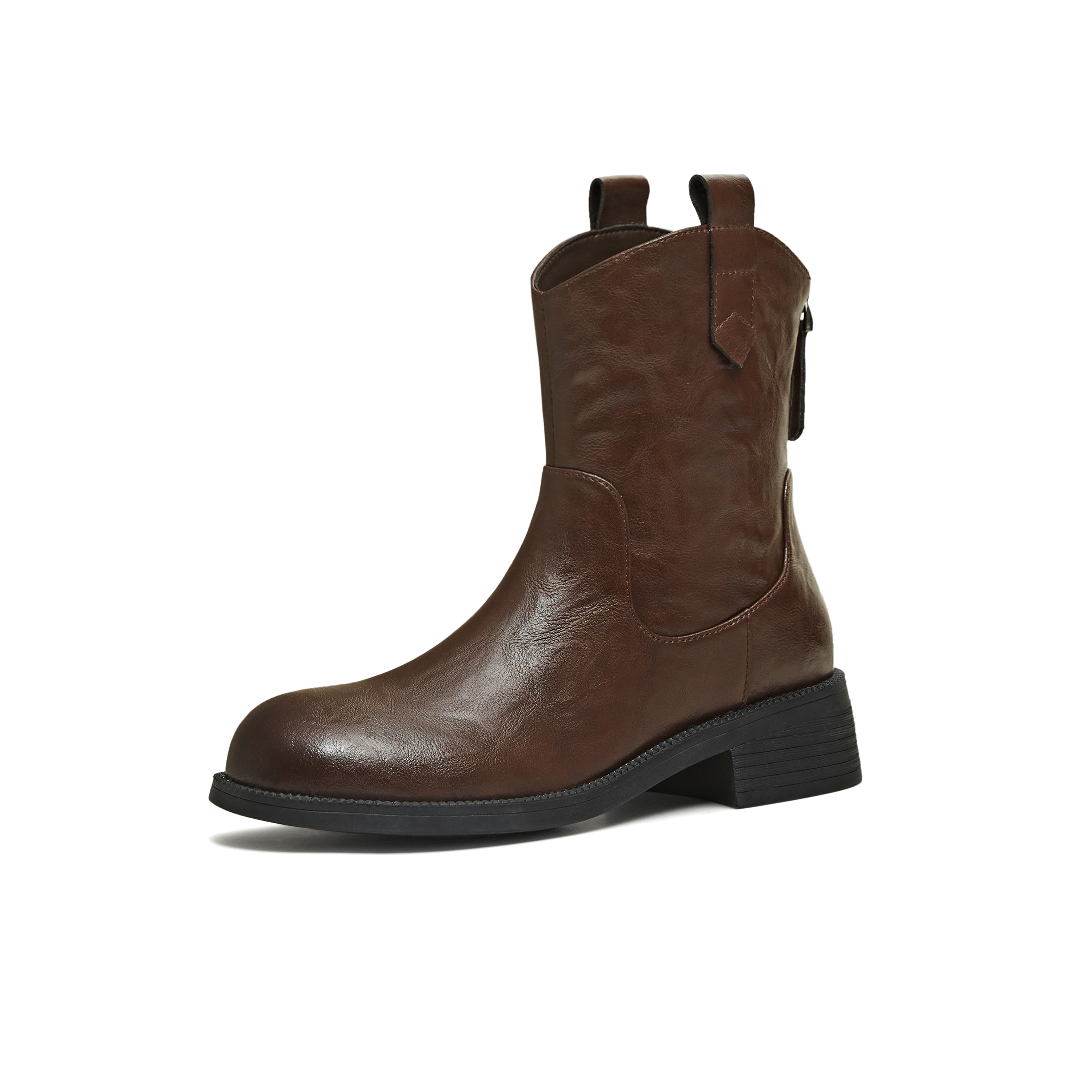 天美意2025冬新款厚底OL通勤简约短靴女时装靴CCH41DD5