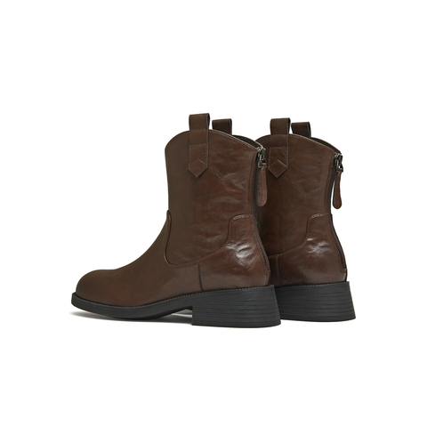 天美意2025冬新款厚底OL通勤简约短靴女时装靴CCH41DD5