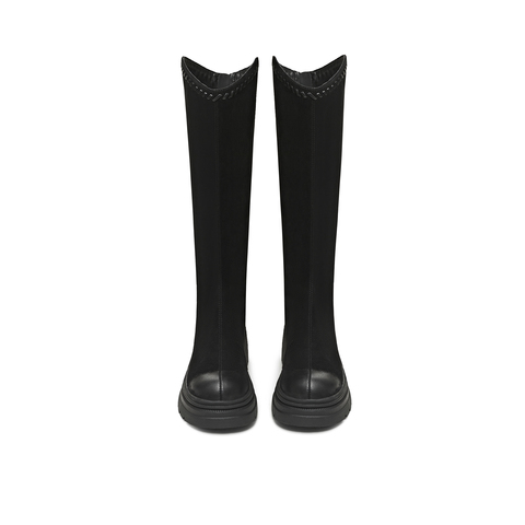 天美意2025冬新款商场同款高直筒显瘦百搭厚底女骑士靴BL641DG5