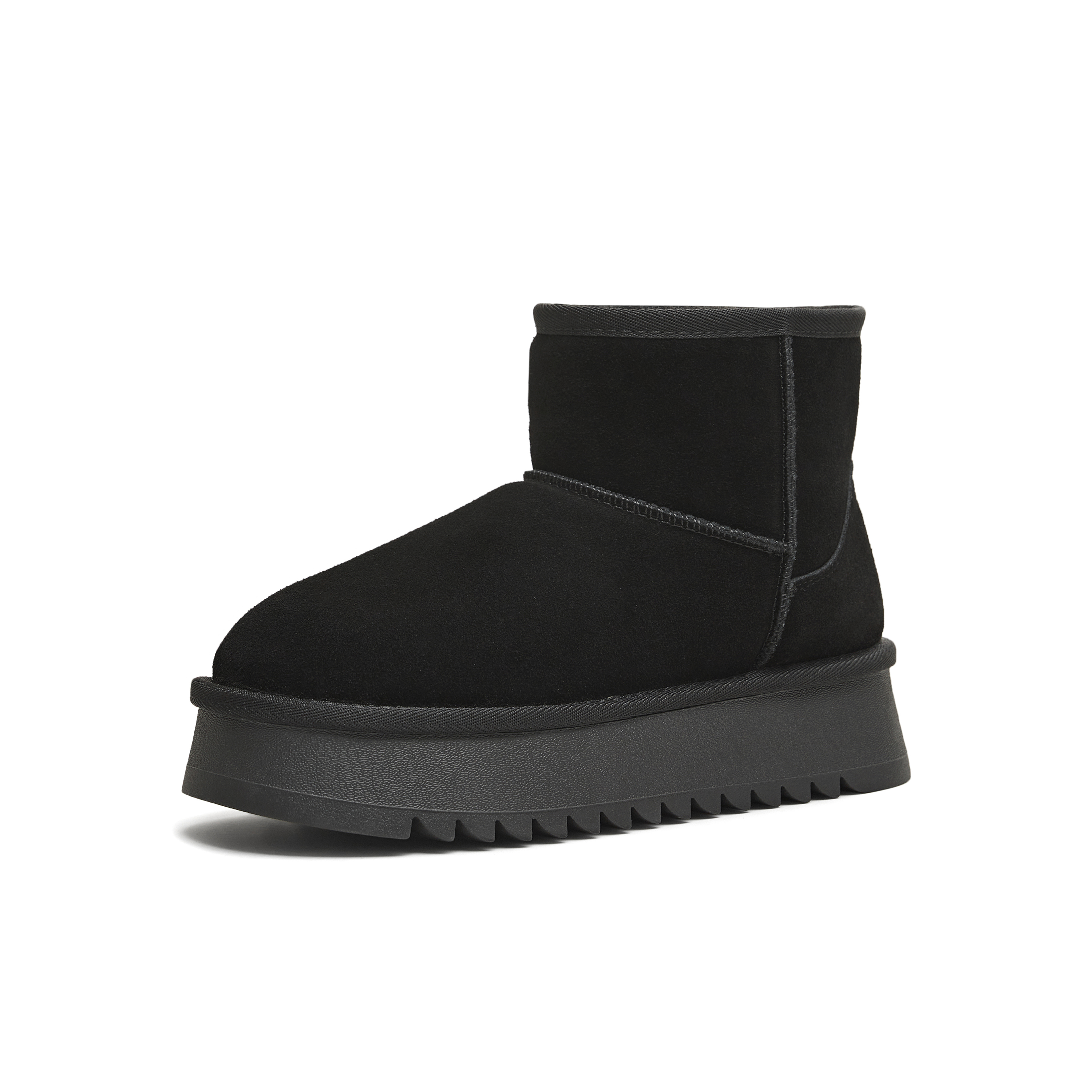 天美意2025冬新款保暖舒适毛绒短靴百搭复古女雪地靴KXD37DD5