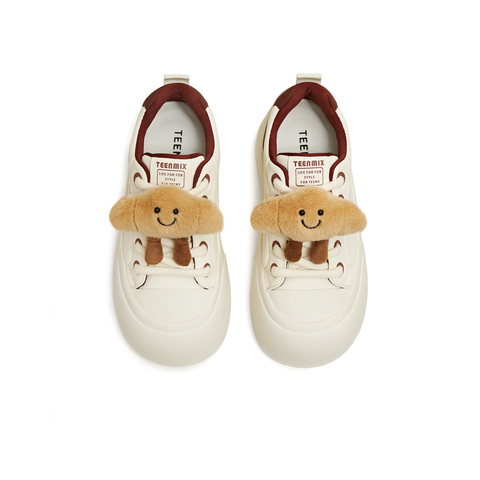 天美意2025冬新款商场同款可爱简约毛绒板鞋女休闲鞋BK472DM5